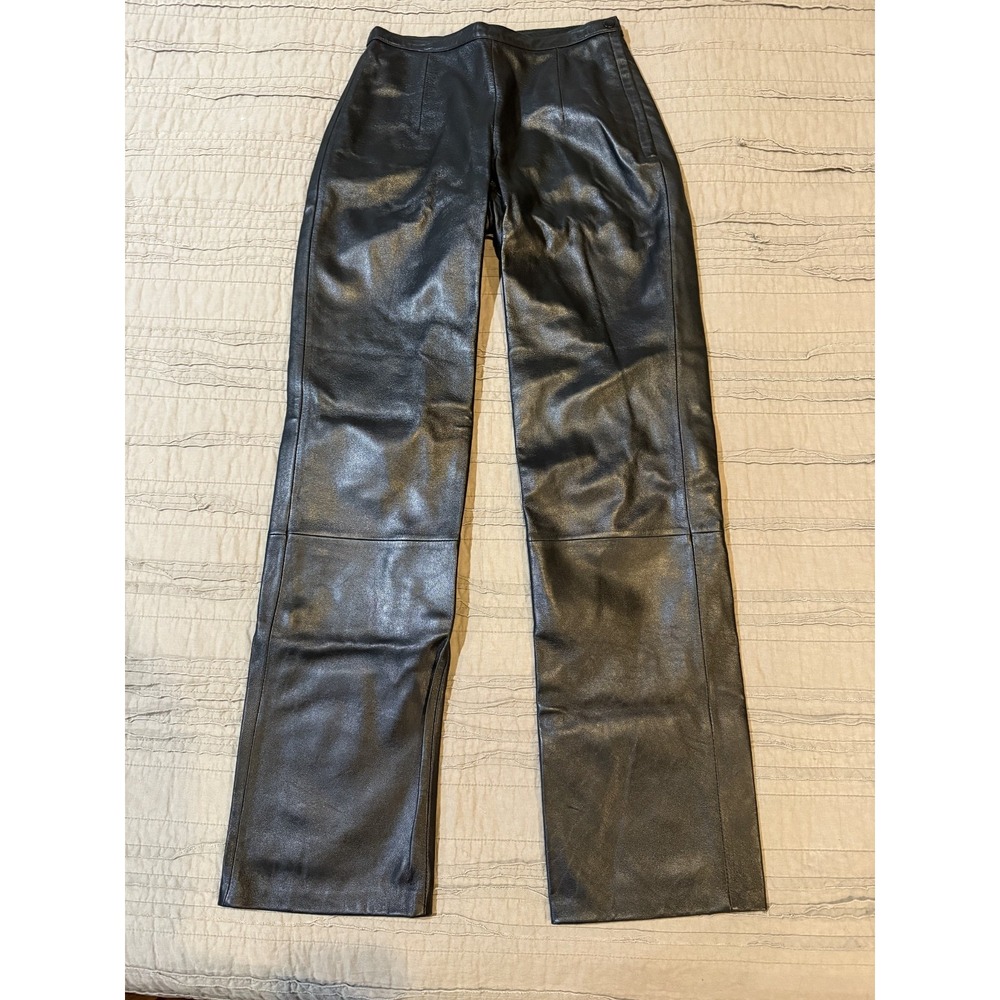 Women's PELLE STUDIO - WILSONS Black Lined Soft Supple Leather Pants Size 2 x 31